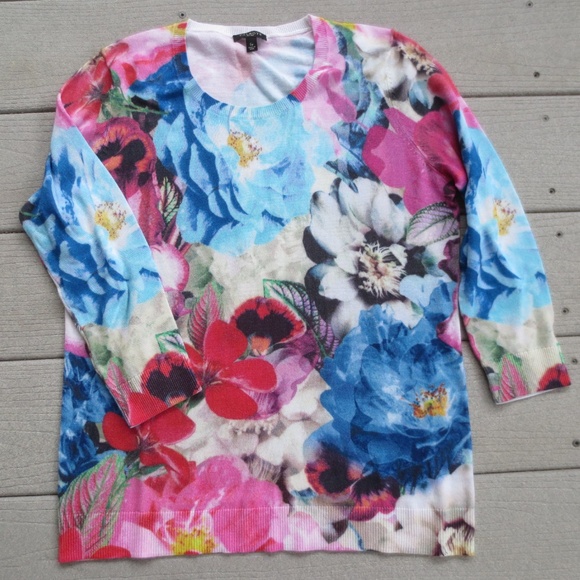 Talbots Sweaters - Talbots Petites Floral Womens Pullover Sweater